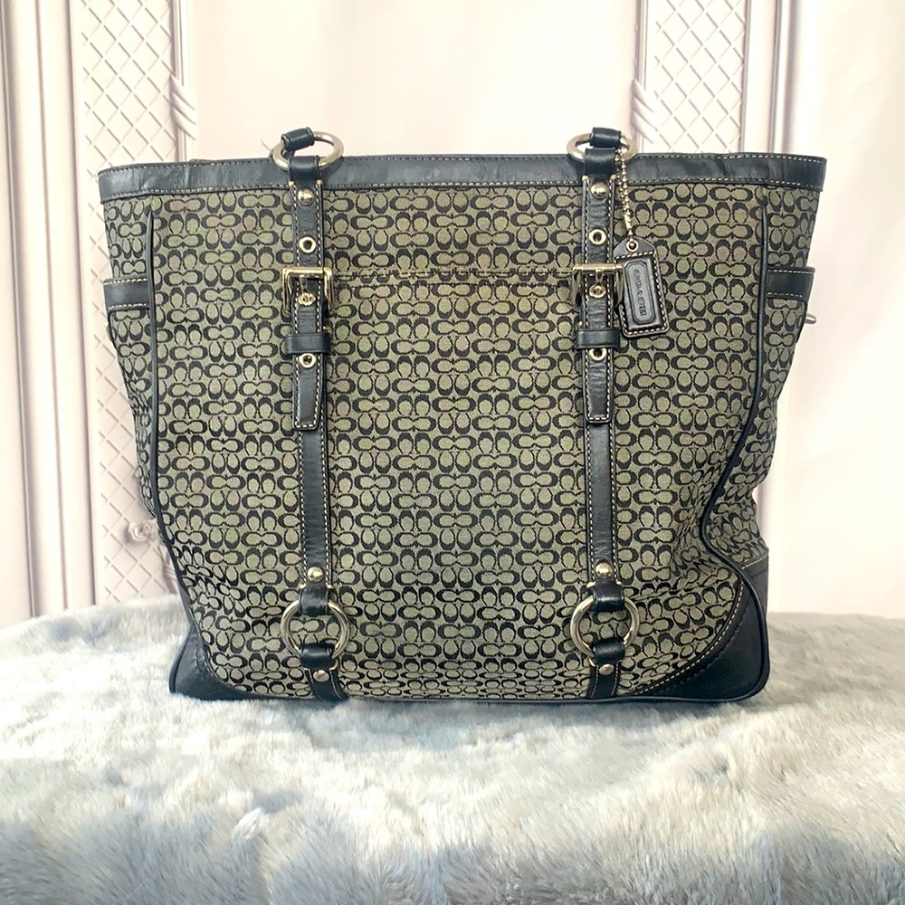 **SOLD**Coach Monogram Jacquard Signature Tote